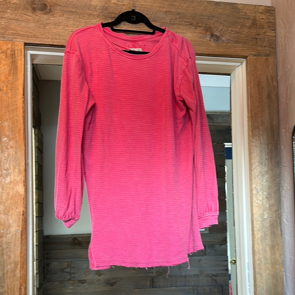 Free People Pink Long Sleeve Tunic tee